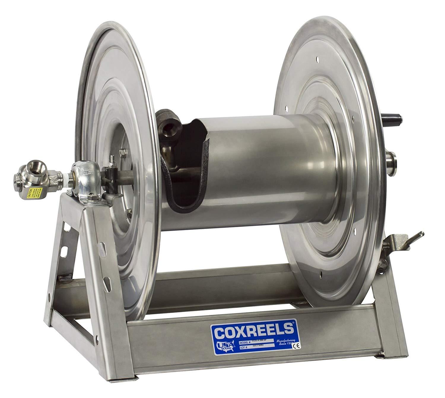1125-4-100-E-SP : Coxreels 1125-4-100-E-SP Stainless Steel Compressed Air  #4 Gast Motor Rewind Hose Reel, 1/2 ID, 100' capacity, NO HOSE, 3000psi