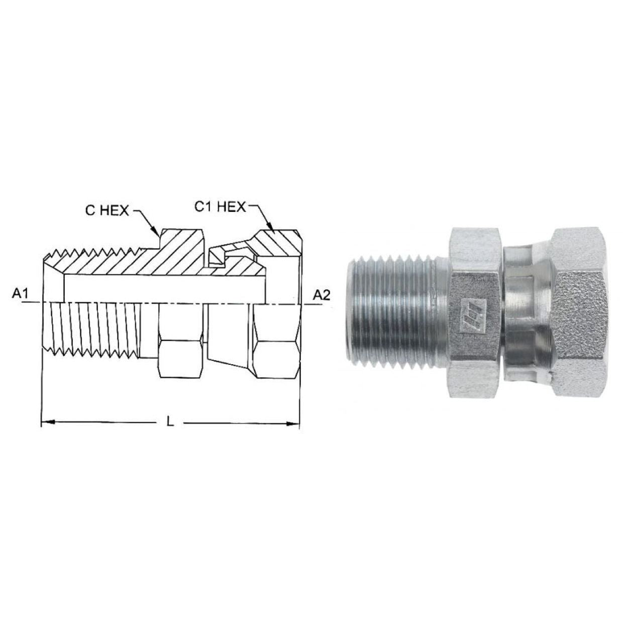 Brass Flare x Female Straight Adapter Iron Pipe 1/2 x 1/4