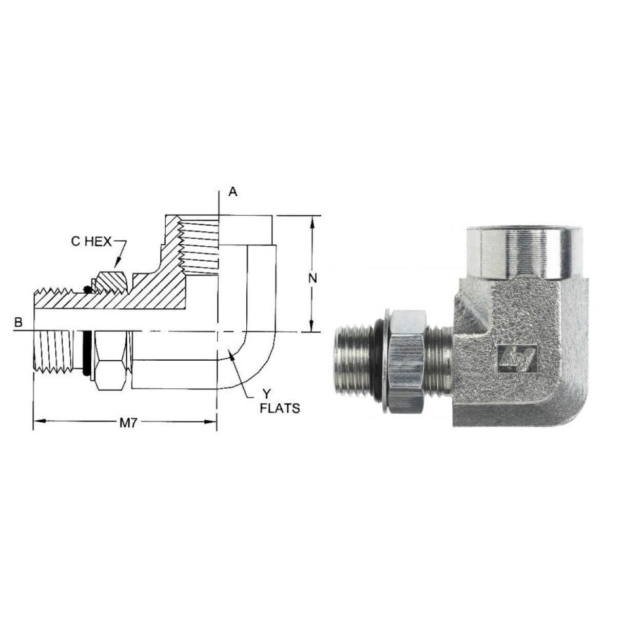 6805-10-08-NWO-FG : OneHydraulics 90-Degree Elbow, 0.625 (5/8) Male Ad