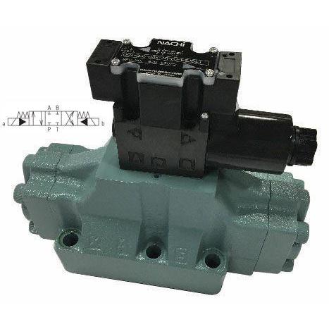 DSS-G06-C5-AR-D2-E22 : Nachi Solenoid Valve, 3P4W, D08, D08 (NG25), 158GPM,  4640psi, All Ports Blocked Neutral, 24 VDC, Wiring Box with Lights, Spring 