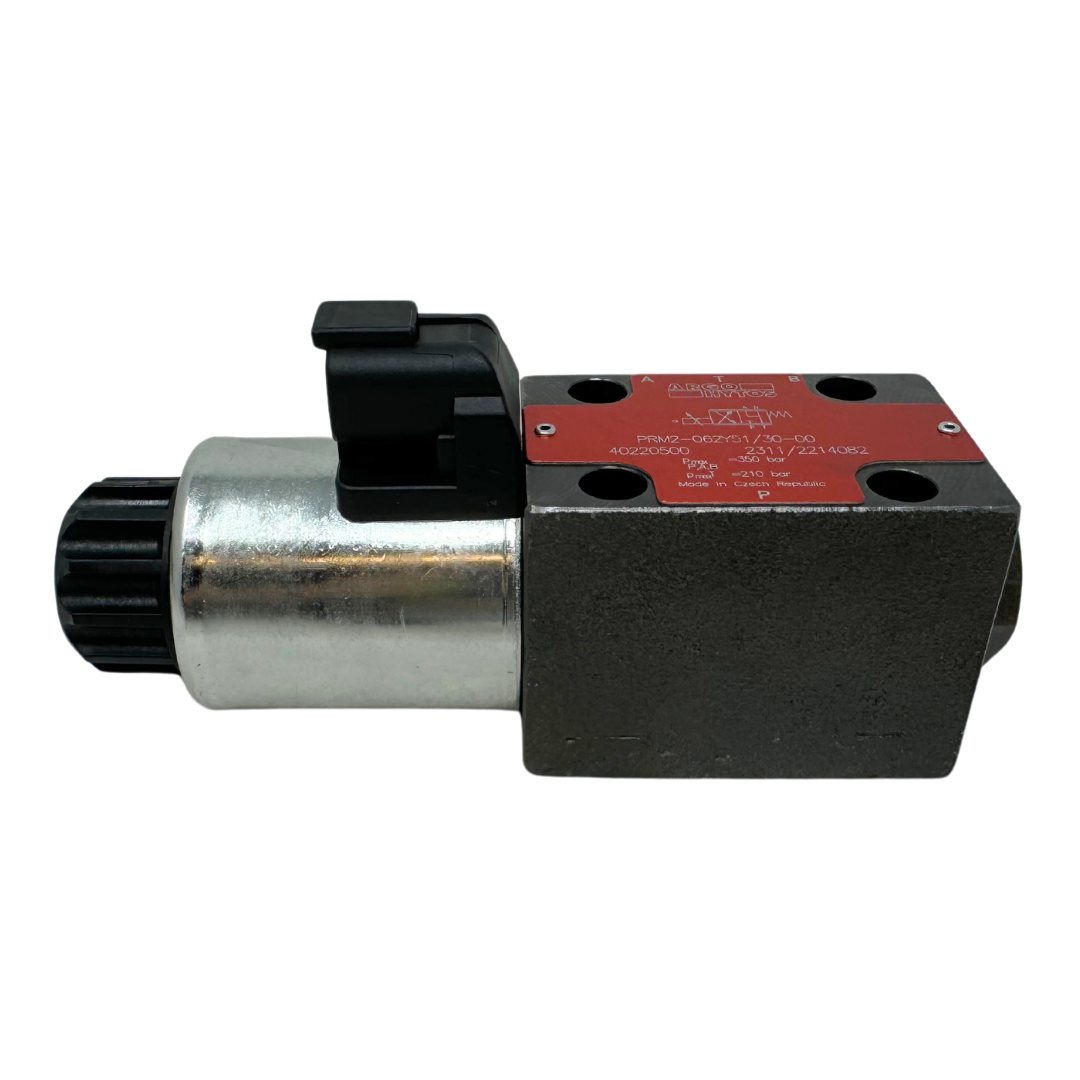 PRM2-062Z51/30-24E12A : Argo Hytos D03 Proportional Directional Valve, 7.9GPM Nominal Flow, 5100psi, 2P4W, 24VDC Deutsch Coils, All Ports Blocked, Coil Side A, No Onboard Electronics