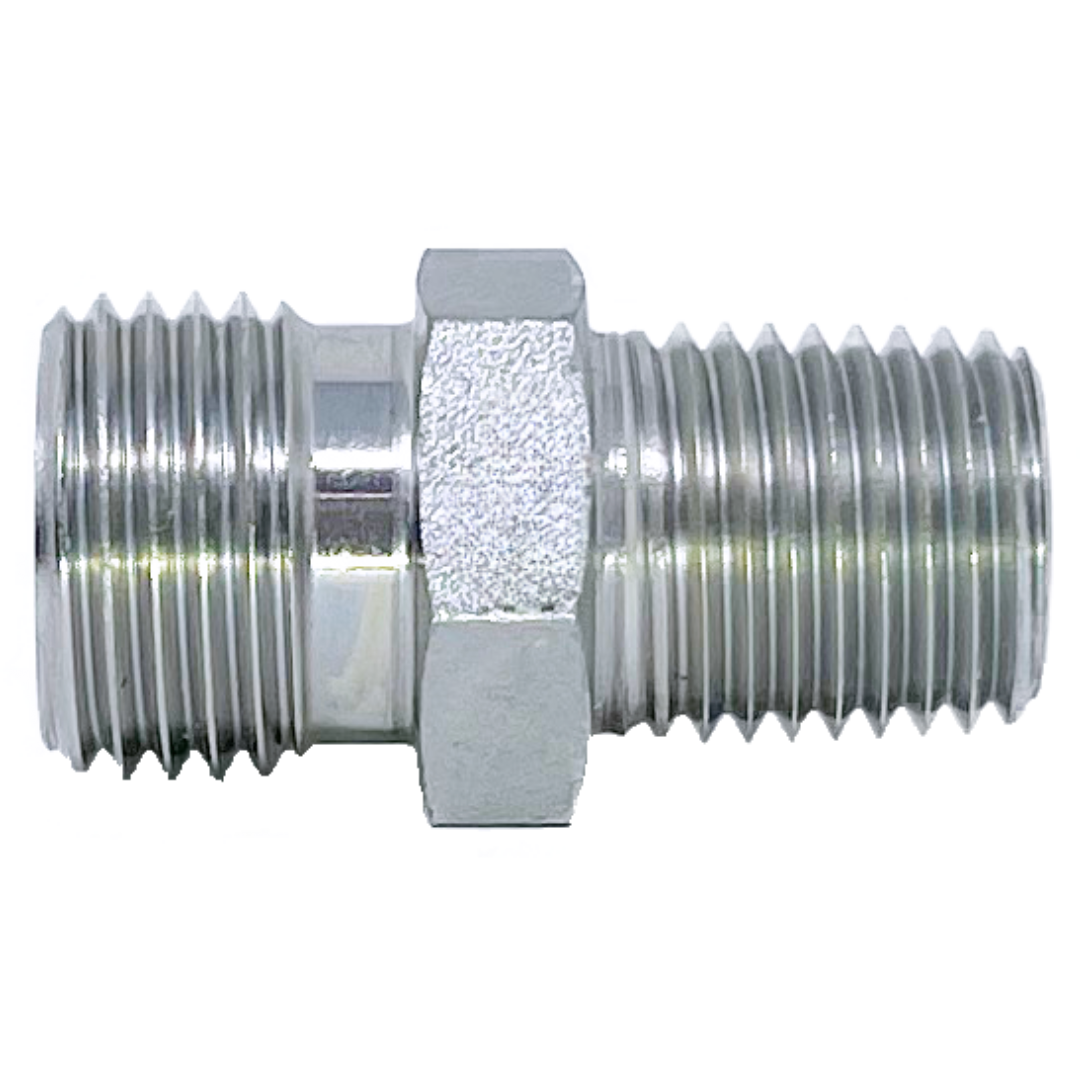 5007S-06-04 : Adaptall Straight Steel Rigid Adapter, M14 X 1.5 (-S06) Male Heavy DIN x 1/4-18 (-04) Male NPT