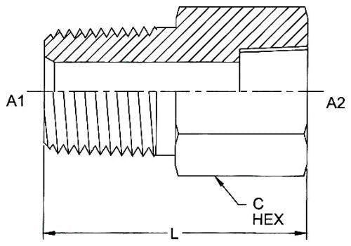 5405-12-08 : OneHydraulics Straight Steel Rigid Expander Adapter, 3/4-14 (-12) Male NPT x 1/2-14 (-08) Female NPT, 5000psi