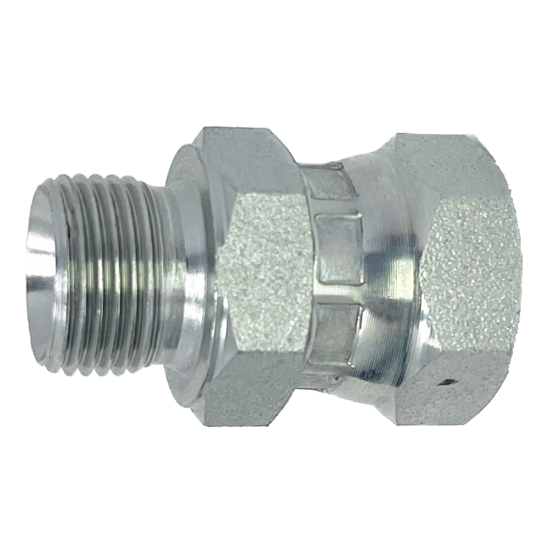 9015-06-06 : Adaptall Straight Steel Swivel Adapter, 3/8-19 (-06) Male BSPP x 3/8-19 (-06) Female BSPP