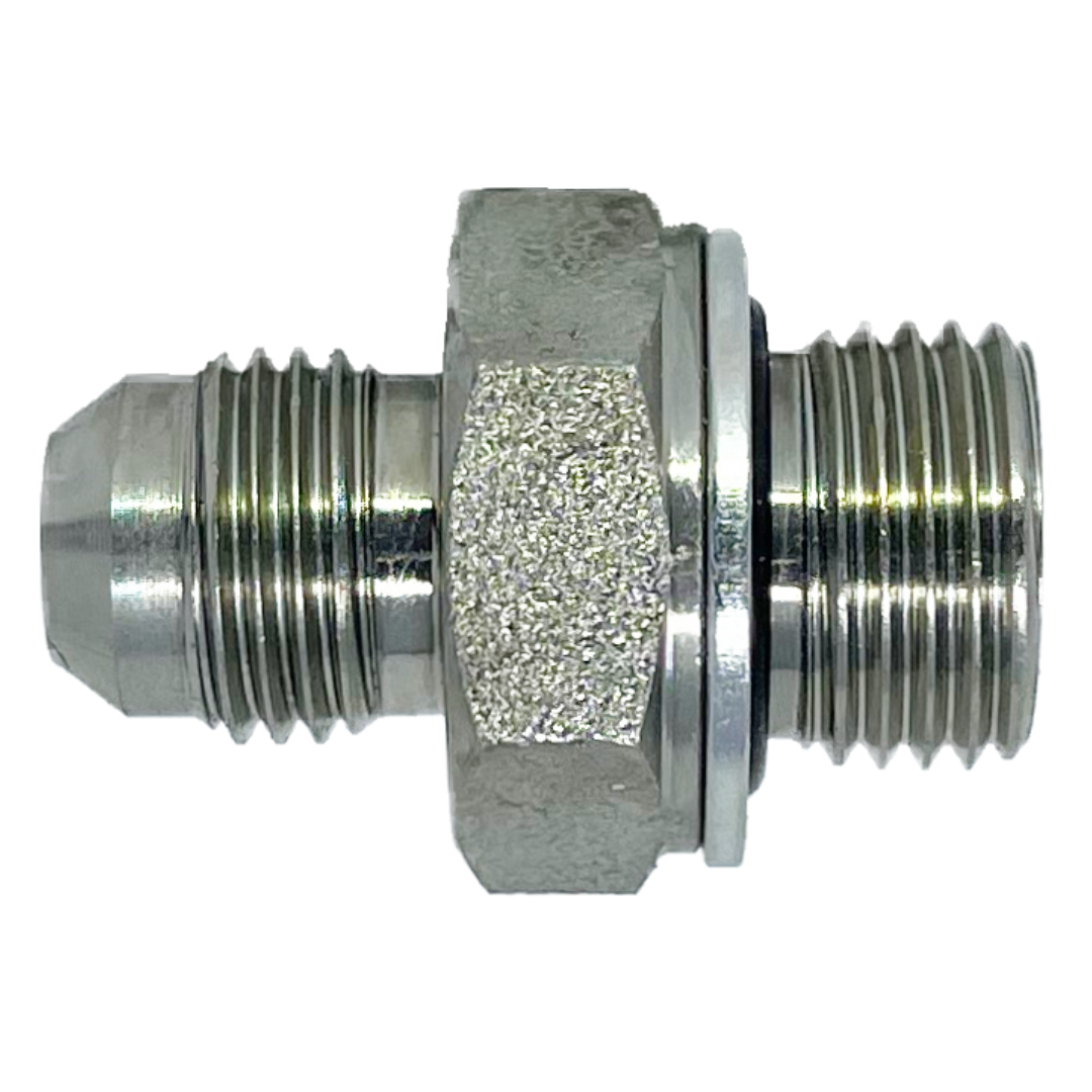 9605S-08-L15-22 : Adaptall Straight Steel Adapter, 3/4-16 (-08) Male JIC x M22 X 1.5 (-L15) Male DIN with Seal, Light Duty