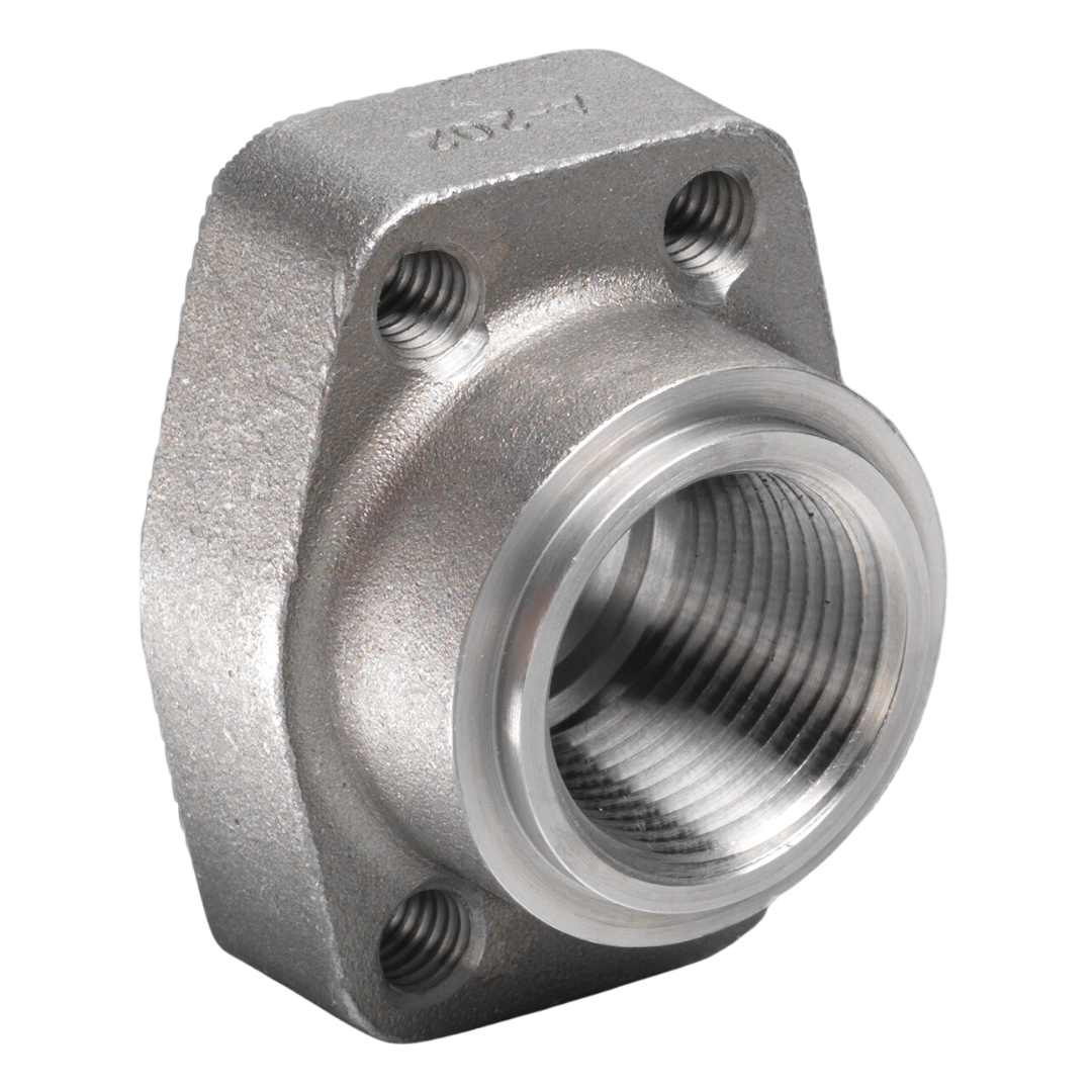 W22-24 : AFP NPTF Tank Pilot Flange, Steel, Straight, 1.5 (1-1/2")  NPTF Side 1, 1.5 (1-1/2") C61 Flange Side 2