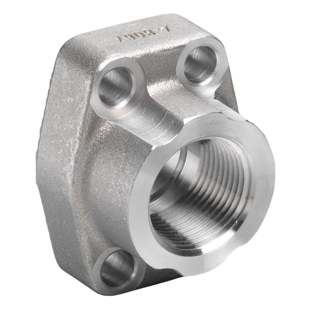 W104-24-24 : AFP NPTF Threaded Flange, Smooth Flat Face (no O-Ring Groove), Steel, 1.5 (1-1/2")  NPTF x 1.5 (1-1/2") Code 61, no Bolts or O-Rings Included