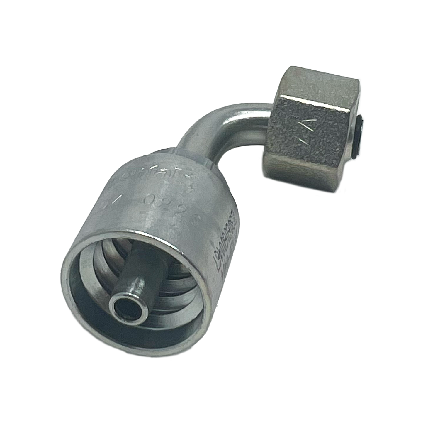 B2-BPFX90-0404: Continental Hose Fitting, 0.25 (1/4") Hose ID x 1/4-19 Female BSPP, 90-Degree Swivel Connection