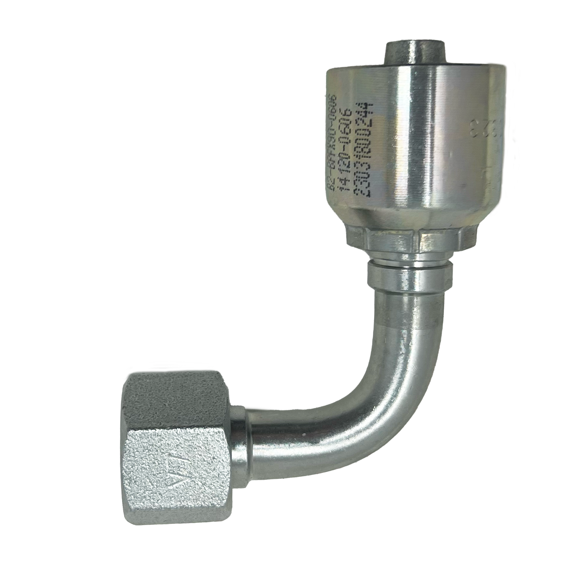 B2-BPFX90-0608: Continental Hose Fitting, 0.375 (3/8") Hose ID x 1/2-14 Female BSPP, 90-Degree Swivel Connection