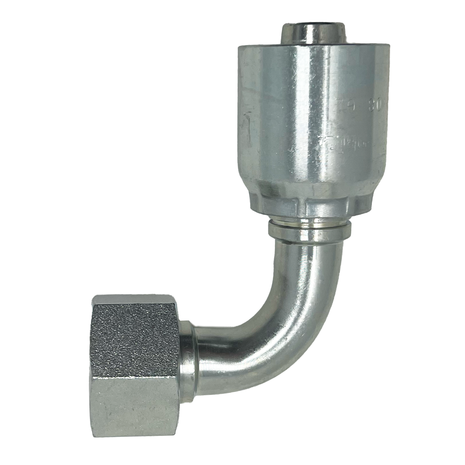 B2-BPFX90-0808: Continental Hose Fitting, 0.5 (1/2") Hose ID x 1/2-14 Female BSPP, 90-Degree Swivel Connection