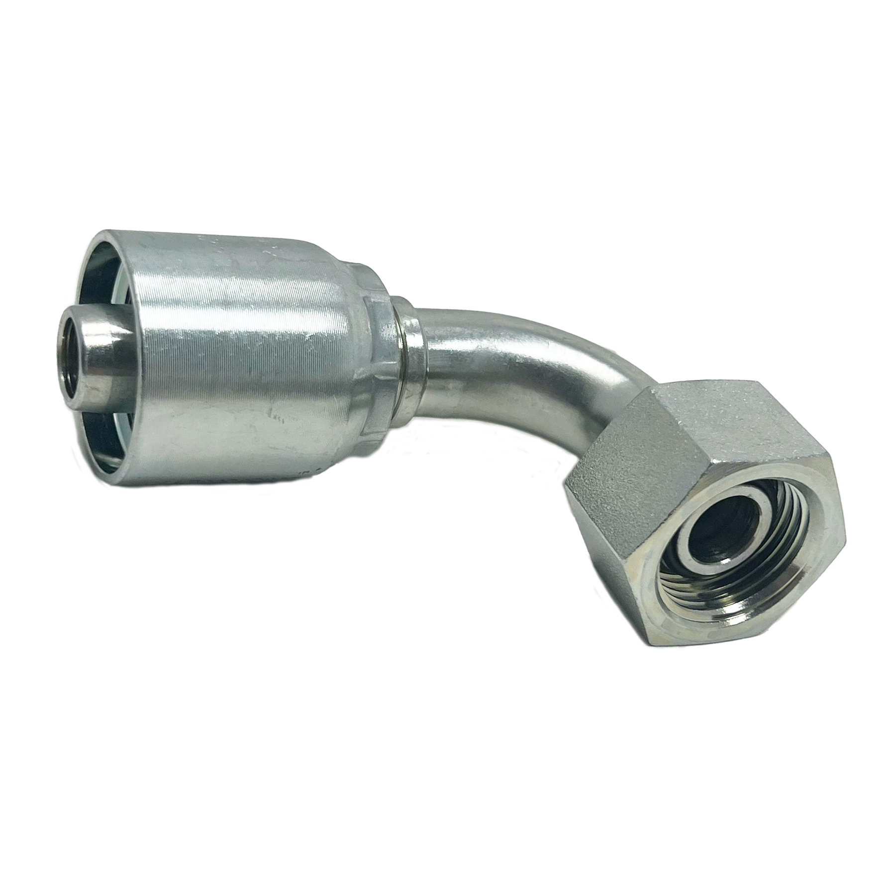 B2-BPFX90-0808: Continental Hose Fitting, 0.5 (1/2") Hose ID x 1/2-14 Female BSPP, 90-Degree Swivel Connection