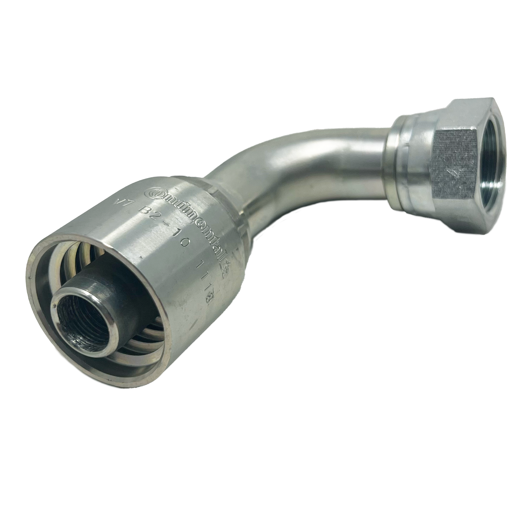 B2-BPFX90-1010: Continental Hose Fitting, 0.625 (5/8") Hose ID x 5/8-14 Female BSPP, 90-Degree Swivel Connection