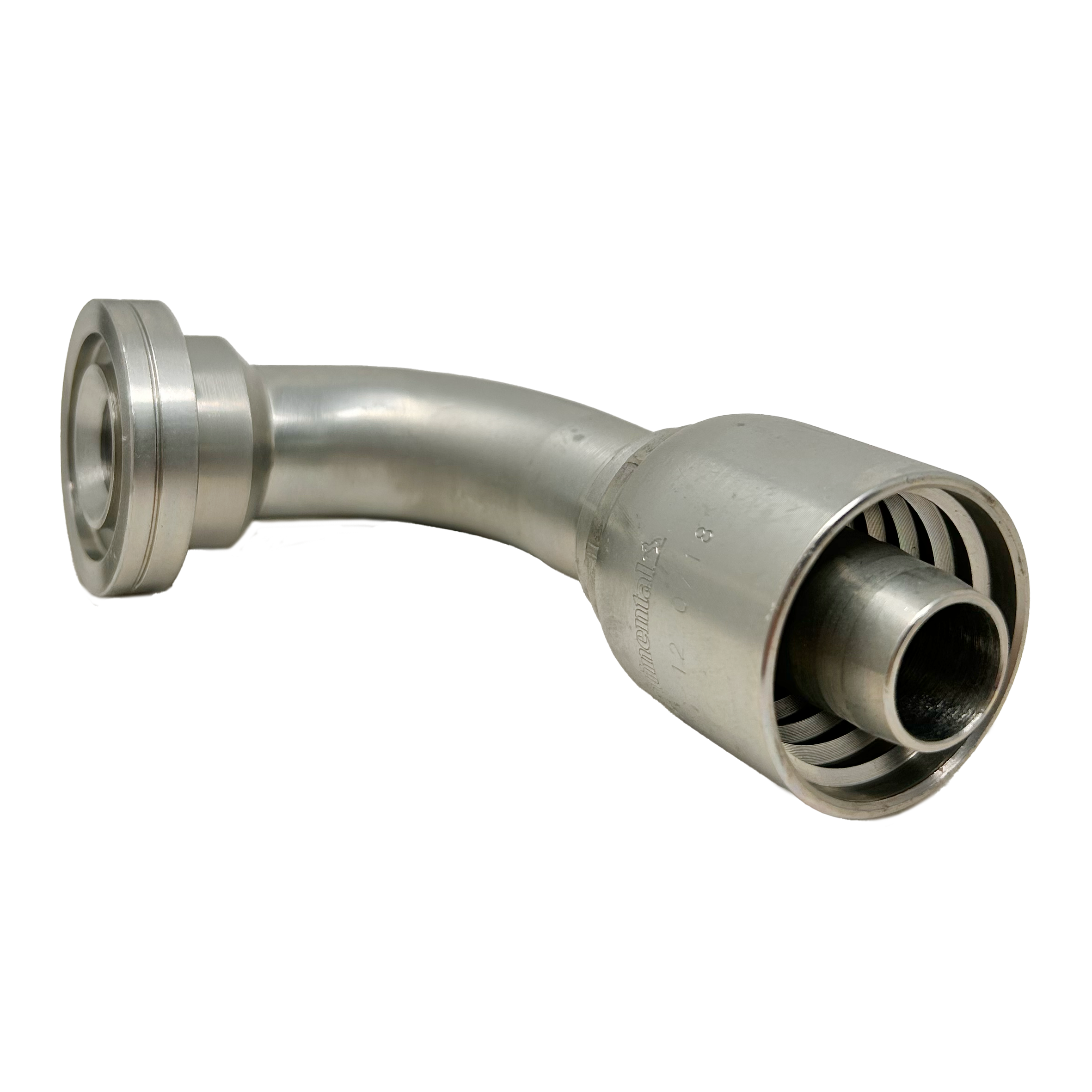 B2-FH90-1212: Continental Hose Fitting, 0.75 (3/4") Hose ID x 0.75 (3/4") Code 62, 90-Degree Connection