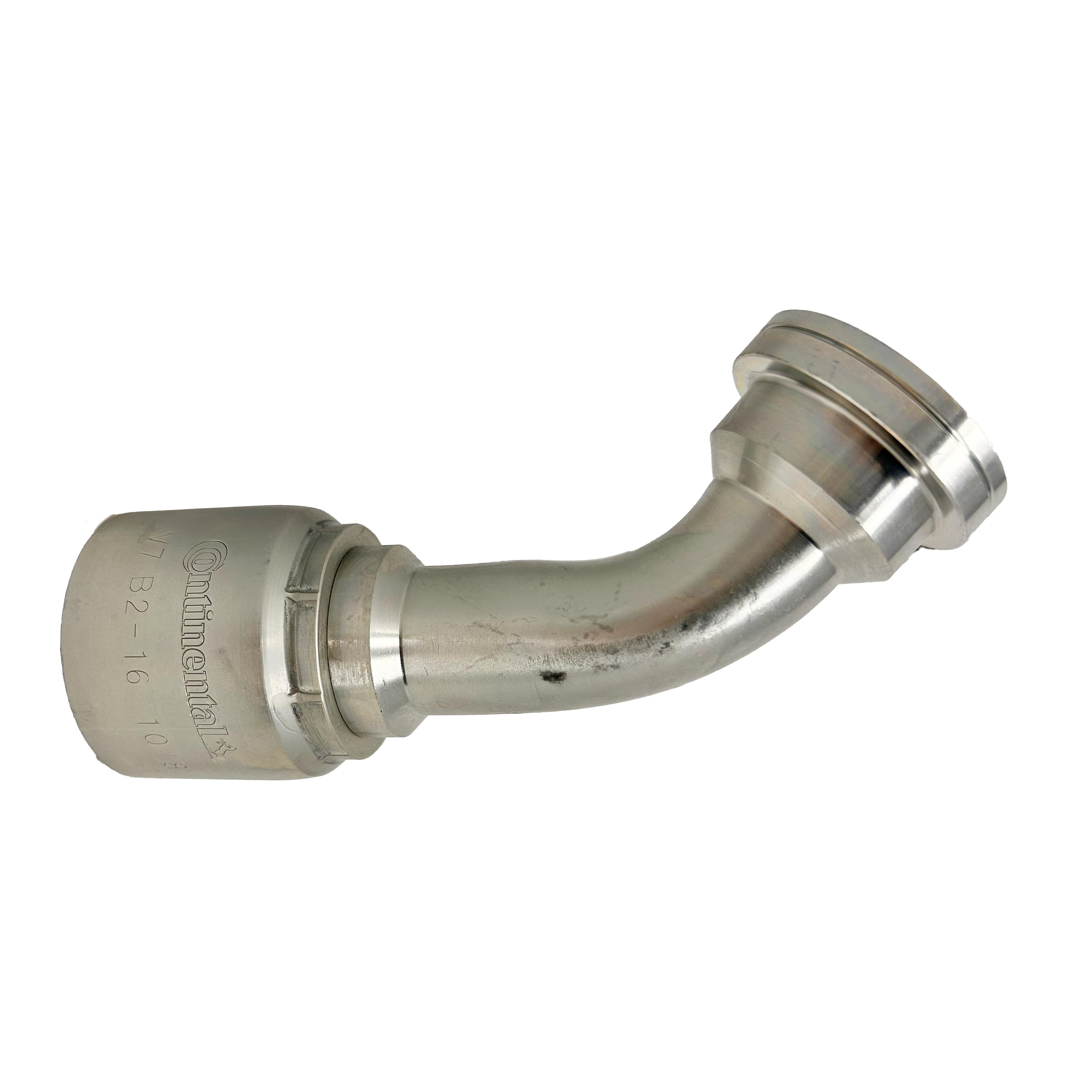 B2-FH45-2020: Continental Hose Fitting, 1.25 (1-1/4") Hose ID x 1.25 (1-1/4") Code 62, 45-Degree Connection