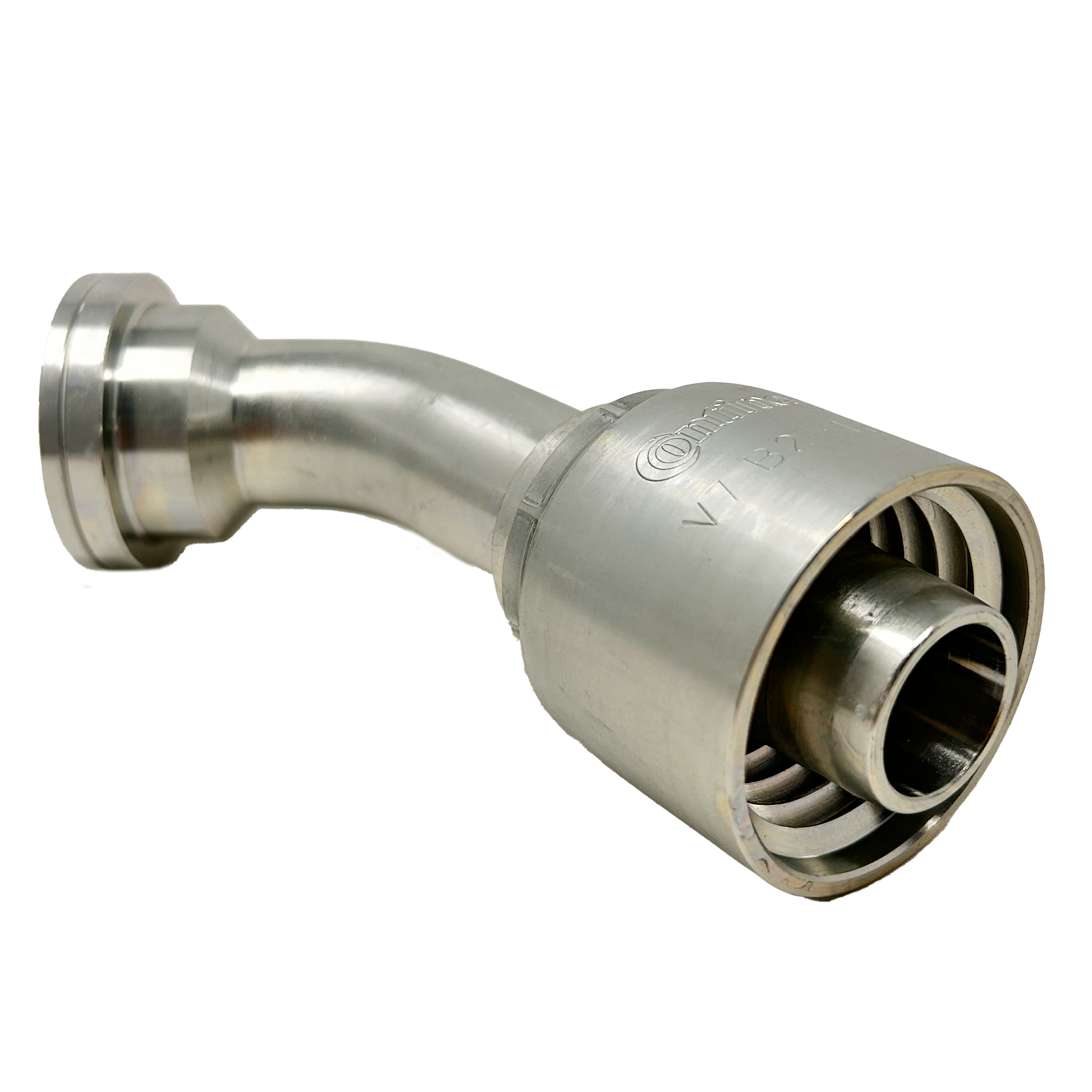 B2-FH45-1616: Continental Hose Fitting, 1" Hose ID x 1" Code 62, 45-Degree Connection