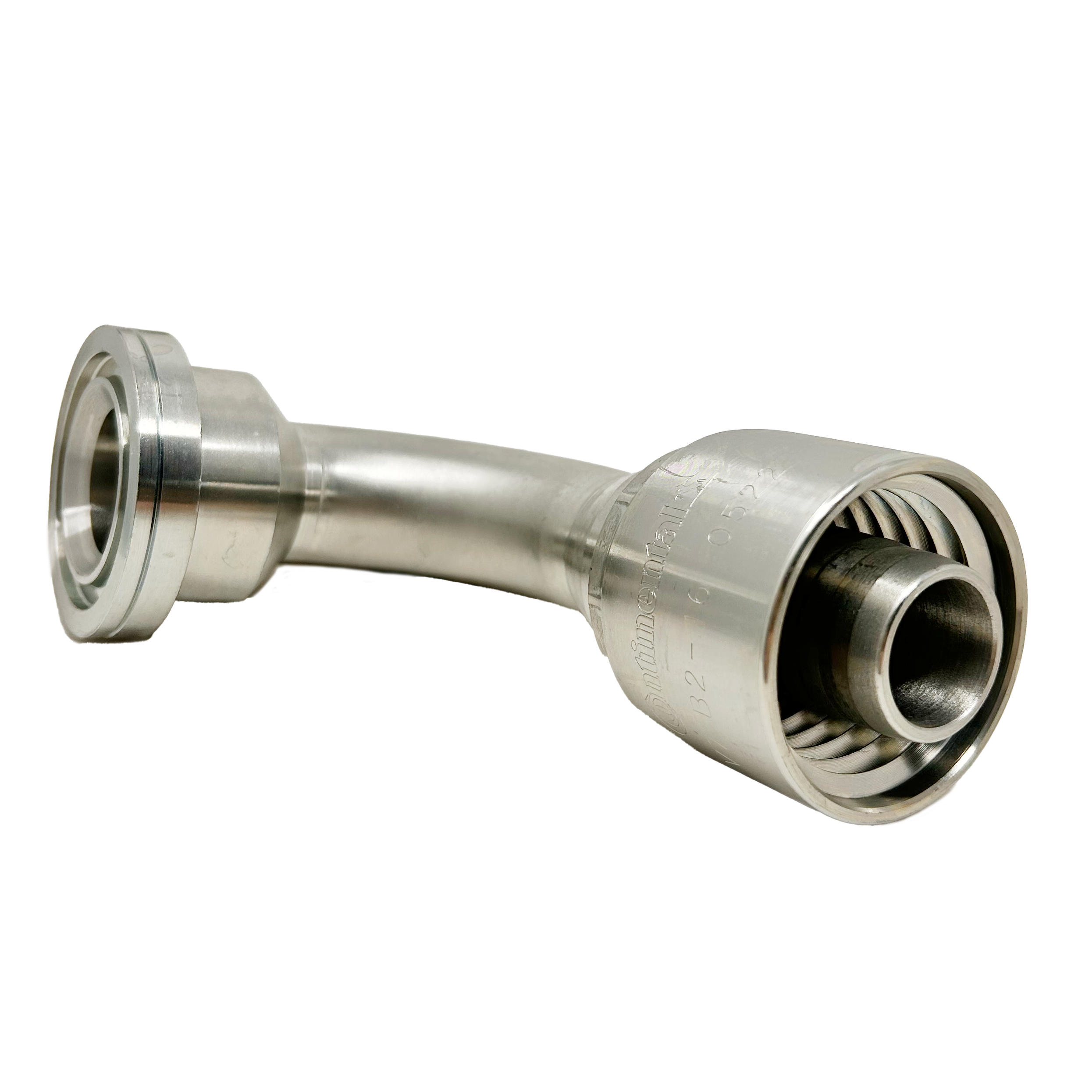 B2-FH90-1620: Continental Hose Fitting, 1" Hose ID x 1.25 (1-1/4") Code 62, 90-Degree Connection