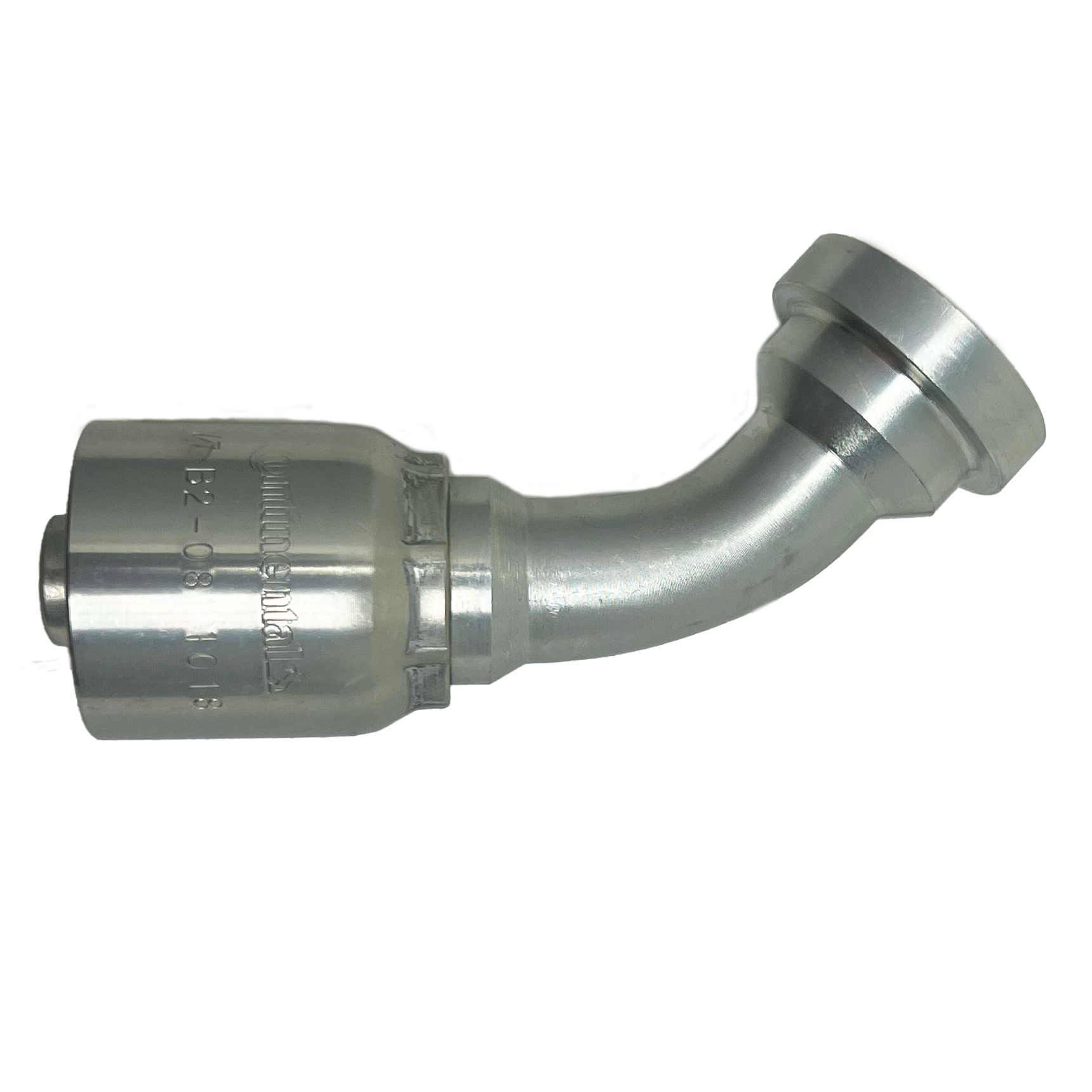 B2-FL45-0808: Continental Hose Fitting, 0.5 (1/2") Hose ID x 0.5 (1/2") Code 61, 45-Degree Connection