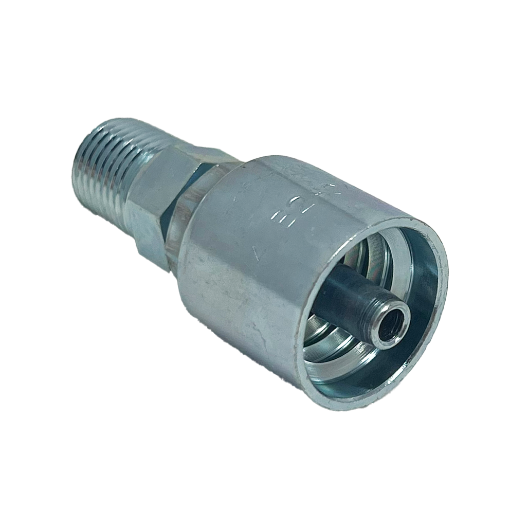 B2-NPM-0406S: Continental Hose Fitting, 0.25 (1/4") Hose ID x 3/8-18 Male NPTF, Straight Rigid Connection