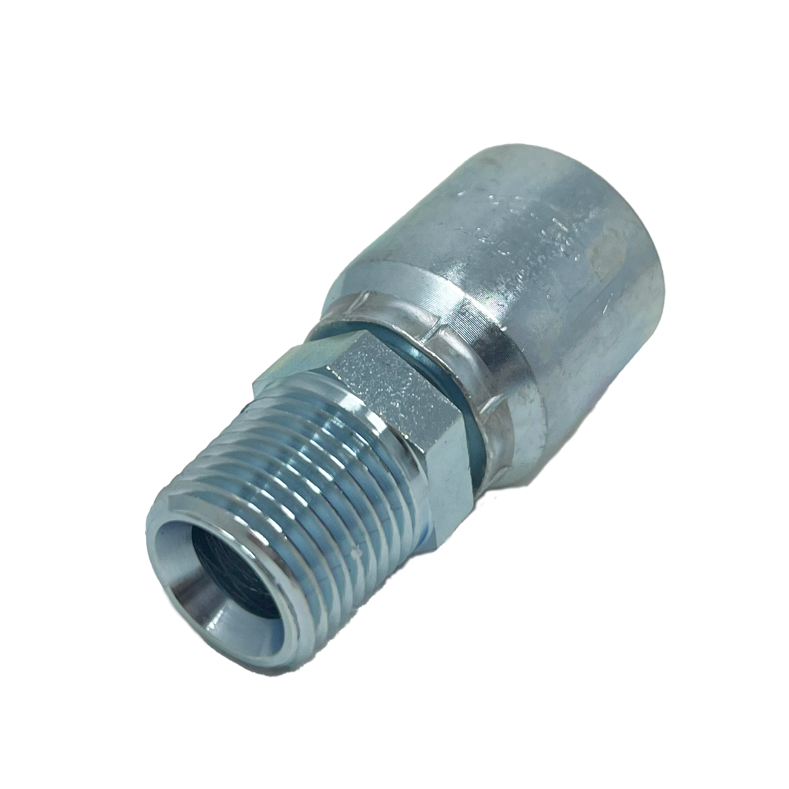 B2-NPM-0806S: Continental Hose Fitting, 0.5 (1/2") Hose ID x 3/8-18 Male NPTF, Straight Rigid Connection