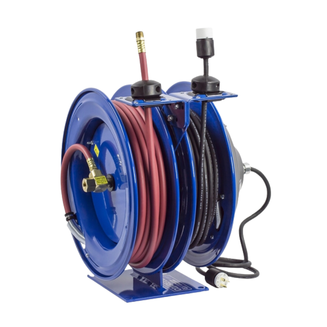 C-L350-5016-X : Coxreels C-L350-5016-X Dual Purpose Electric/Air Spring Rewind Reels, 50' 3/8" ID hose, 300psi, NO ACCESSORIES, 50' cord, 16 AWG