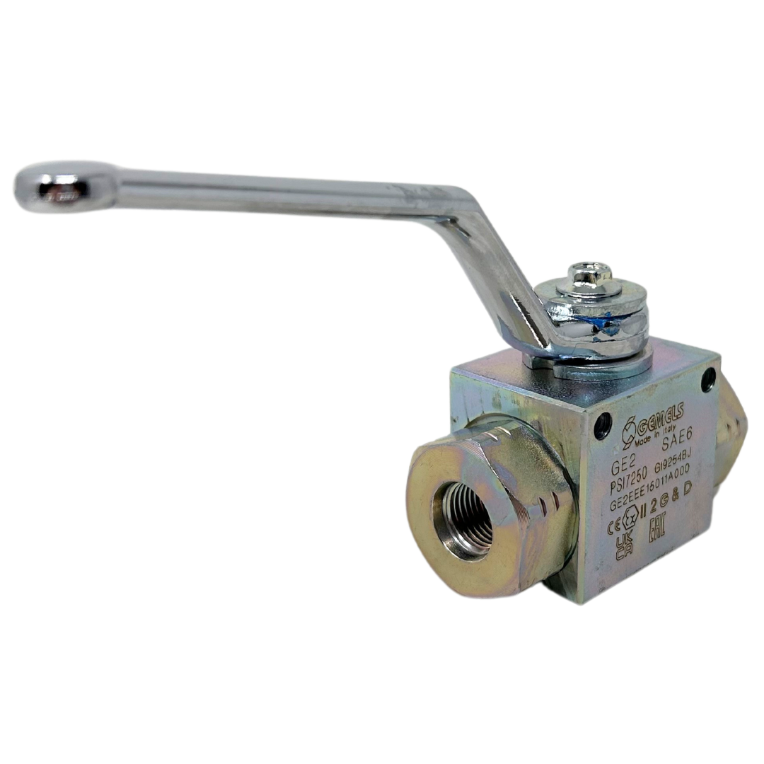 GE2 SAE6 3/8 DN10 1111AB 7250PSI : Gemels Ball Valve, 2-Way, 7250psi, -6 SAE (3/8), Carbon Steel