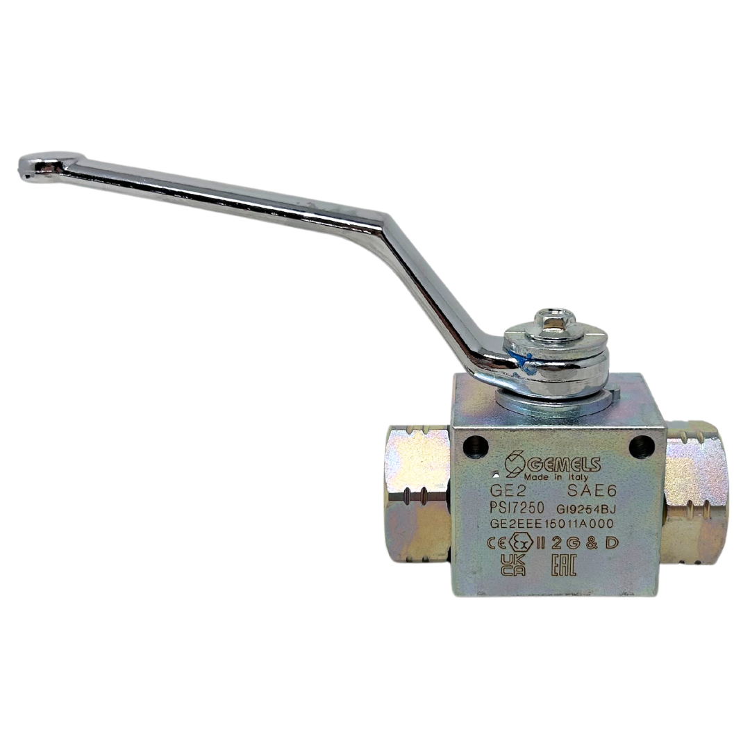 GE2 SAE6 3/8 DN10 1111AB 7250PSI : Gemels Ball Valve, 2-Way, 7250psi, -6 SAE (3/8), Carbon Steel