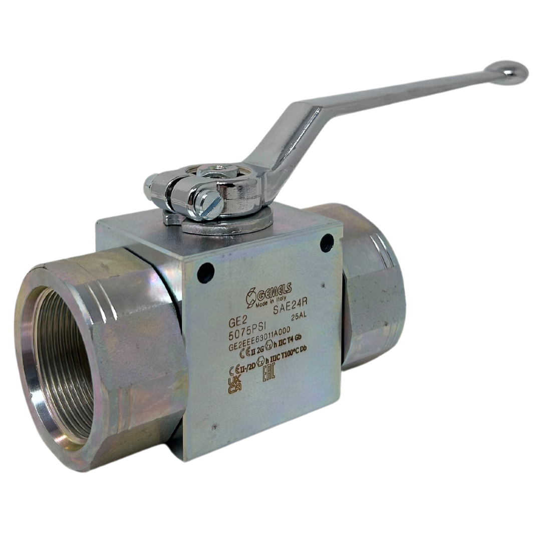 GE2 SAE24R 1 1/2 DN25 1111AB 5075PSI : Gemels Ball Valve, 2-Way, 5075psi, -24 SAE (1.5), Carbon Steel