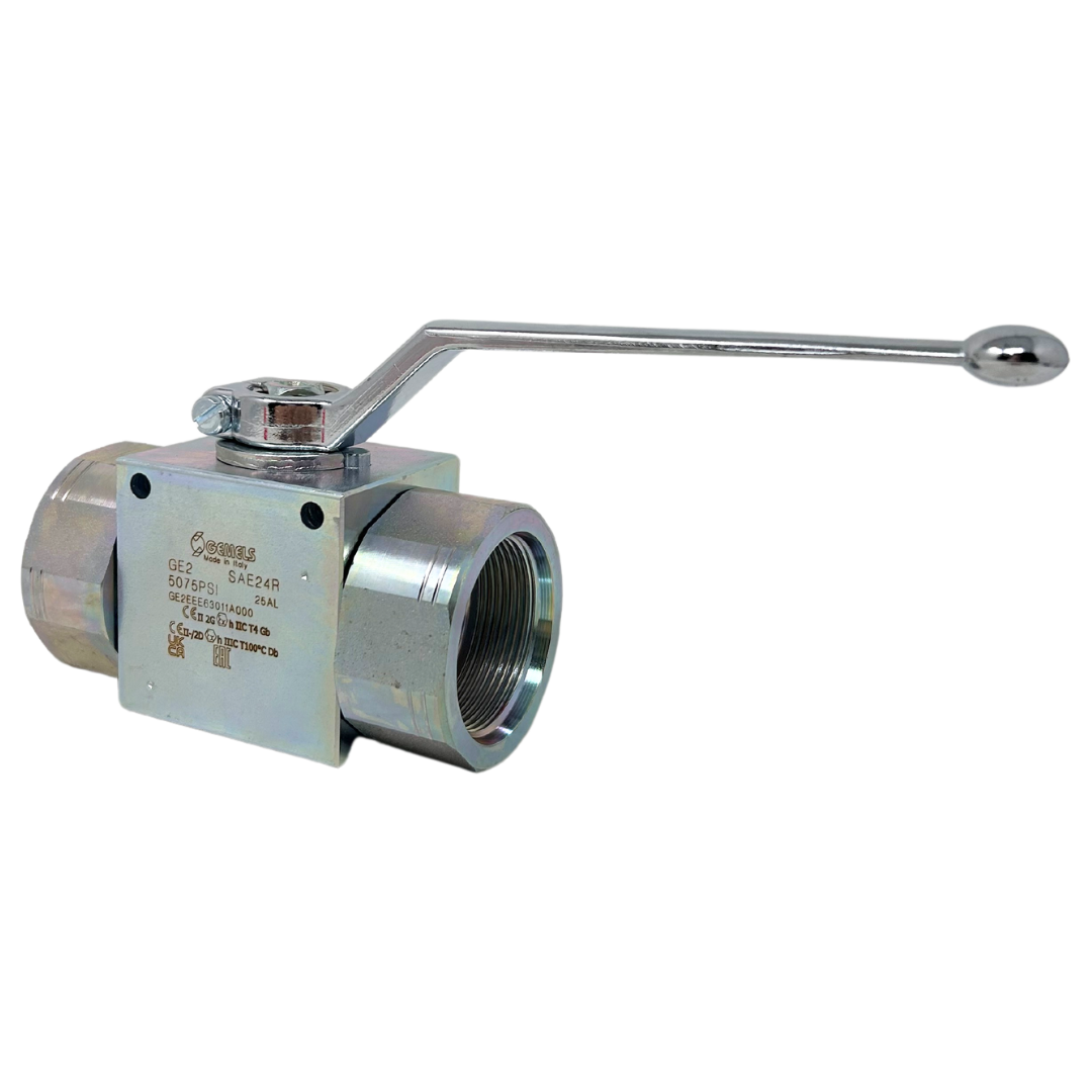 GE2 SAE24R 1 1/2 DN25 1111AB 5075PSI : Gemels Ball Valve, 2-Way, 5075psi, -24 SAE (1.5), Carbon Steel