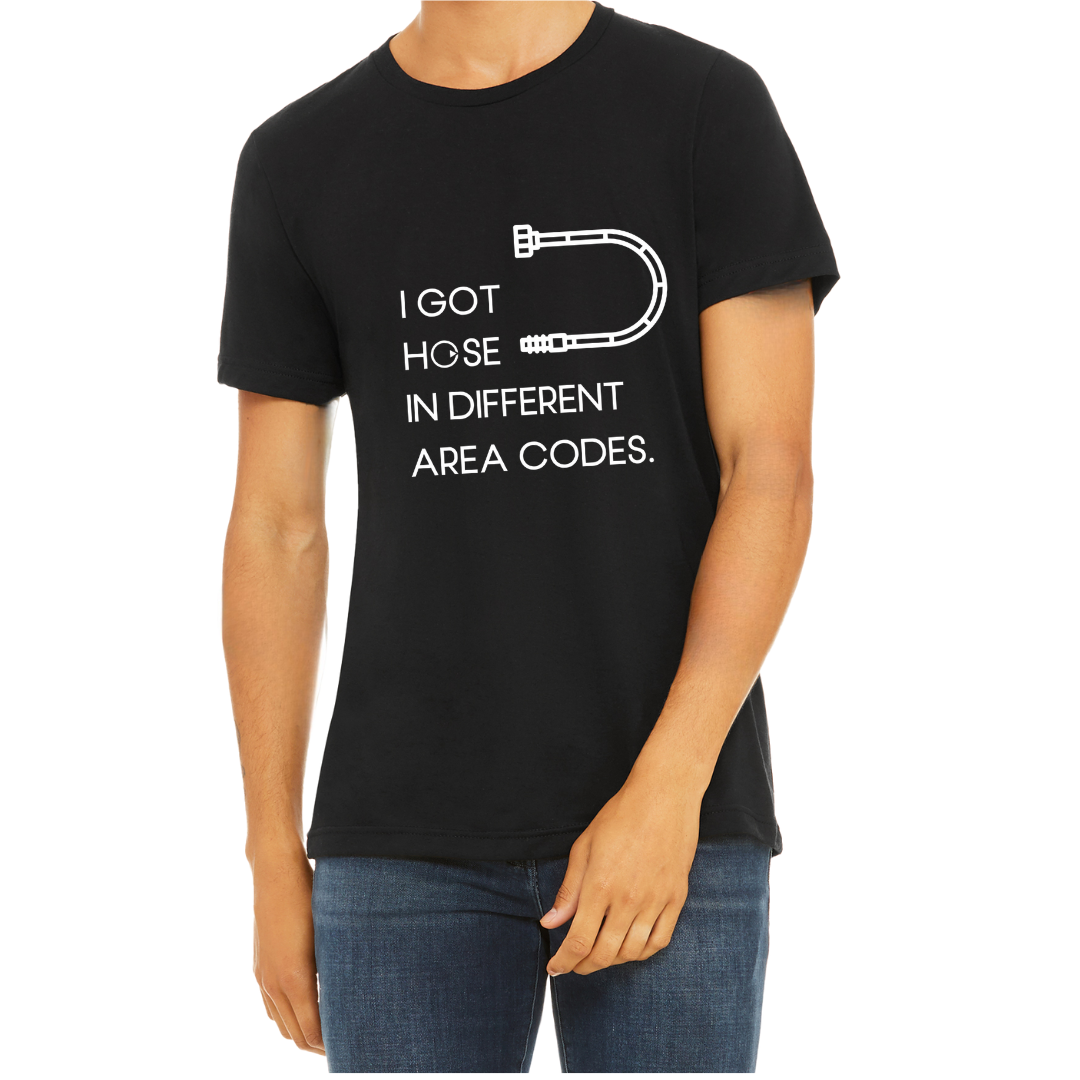 HOSE IN AREA CODES SHIRT - Stylish and Fun Hydraulic Themed T-Shirt - Fluid Power Fashion by OneHydraulics