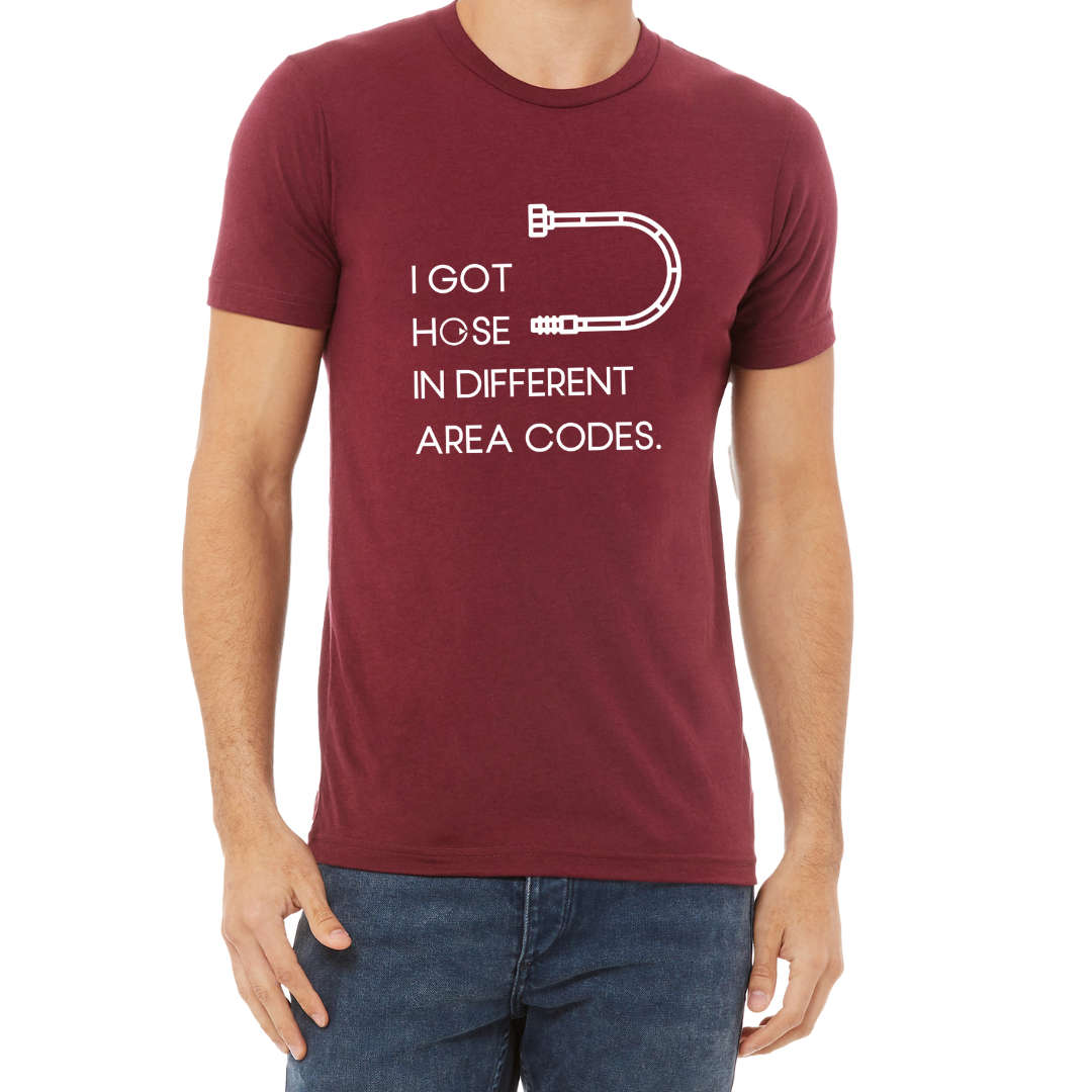 HOSE IN AREA CODES SHIRT - Stylish and Fun Hydraulic Themed T-Shirt - Fluid Power Fashion by OneHydraulics