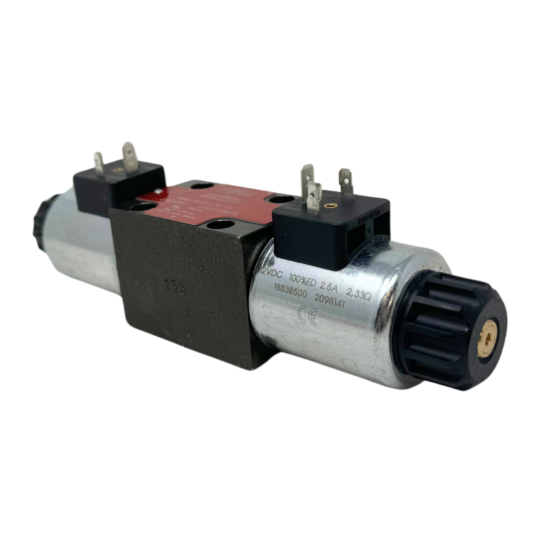 PRM2-063Z11/15-12E1K1 : Argo Hytos D03 Proportional Directional Valve, 4GPM Nominal Flow, 5100psi, 3P4W, 12VDC DIN Coils, All Ports Blocked, No Onboard Electronics