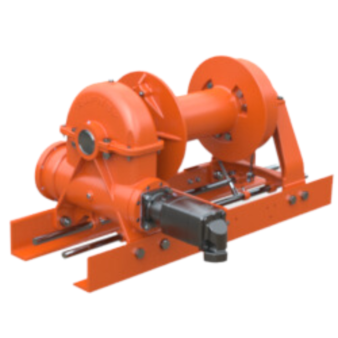 RN100WHRFOA3 : Tulsa Winch Rufnek-Series Worm Gear, 100,000 lbs Bare Drum Pull, 7 fpm Line Speed, 52,972 lbs Full Drum Pull, 14 fpm Full Line Speed, 7/8" - 487ft Capacity, Air Clutch, 40 GPM Hydraulic Motor