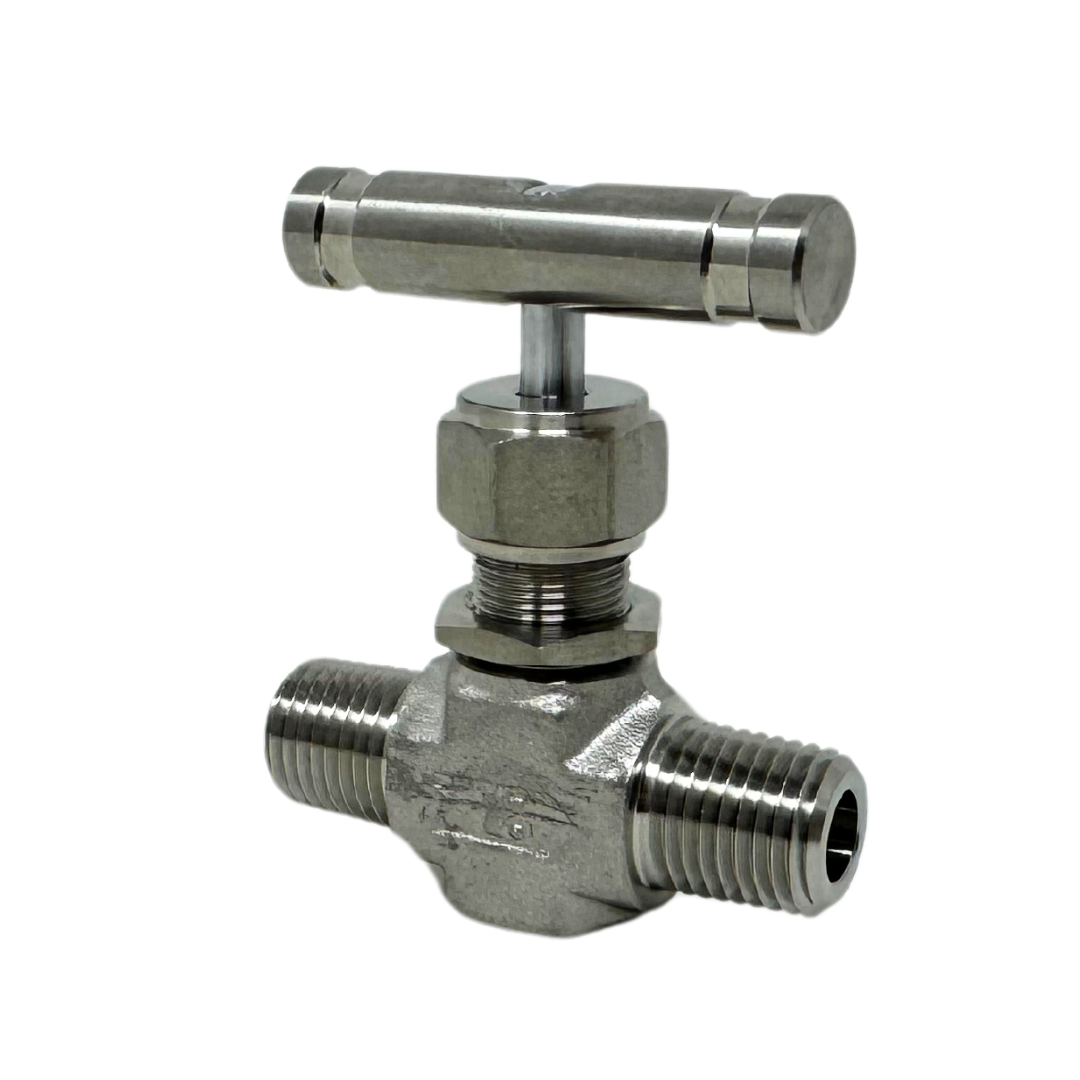 SINV1-M-2N-A-RS : Superlok Integral Bonnet Needle Valve, 1/8" MNPT, Angle Pattern, Regulating Stem, 5000psi