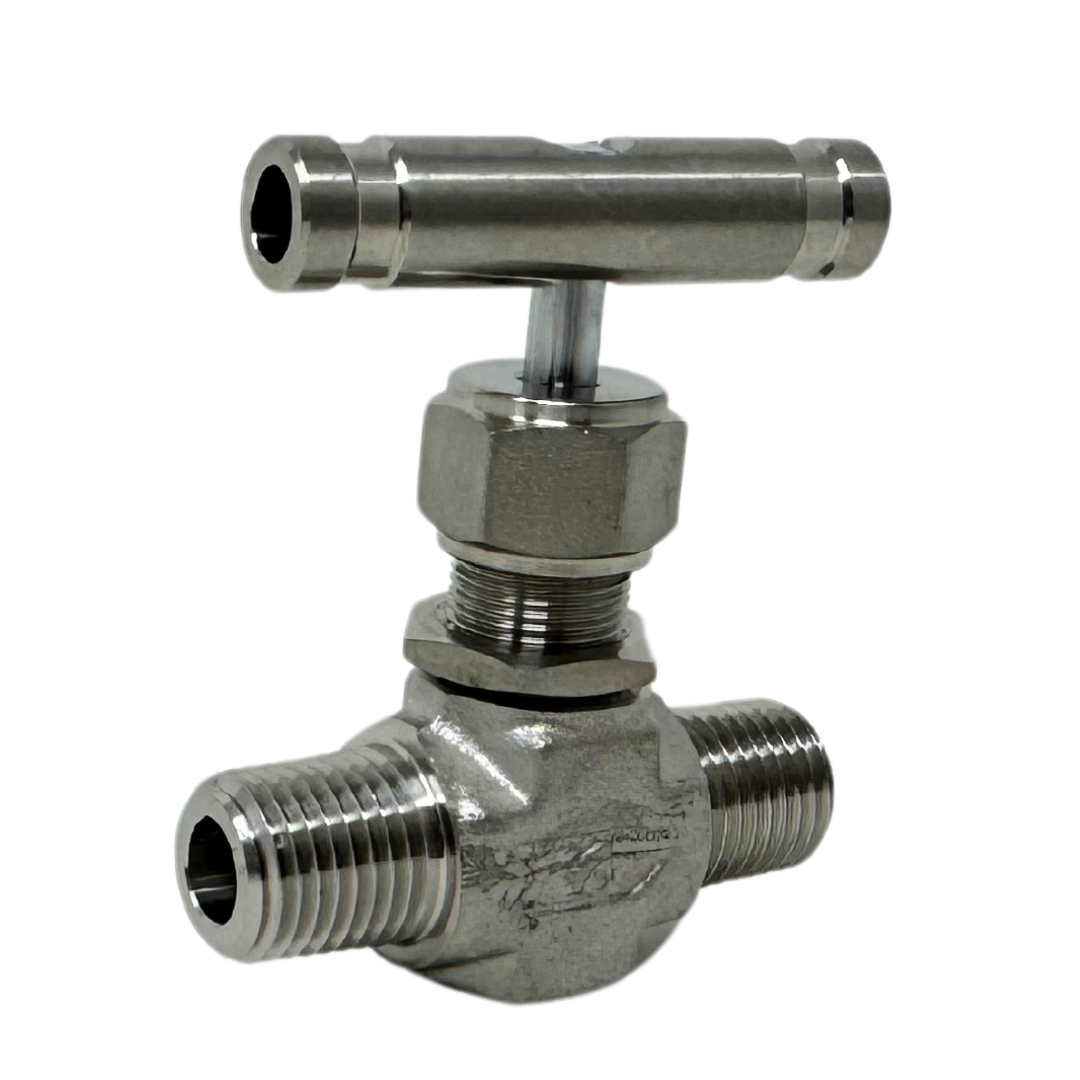 SINV1-M-2N-A-RS : Superlok Integral Bonnet Needle Valve, 1/8" MNPT, Angle Pattern, Regulating Stem, 5000psi