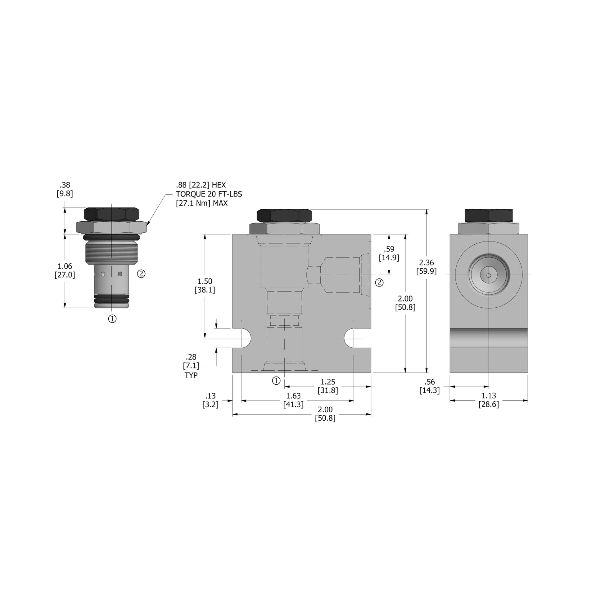 DFR-080-2-N : Deltrol Flow Regulator, Restrictive, Pressure Compensated, Fixed, C-8-2, 3000psi, 2GPM