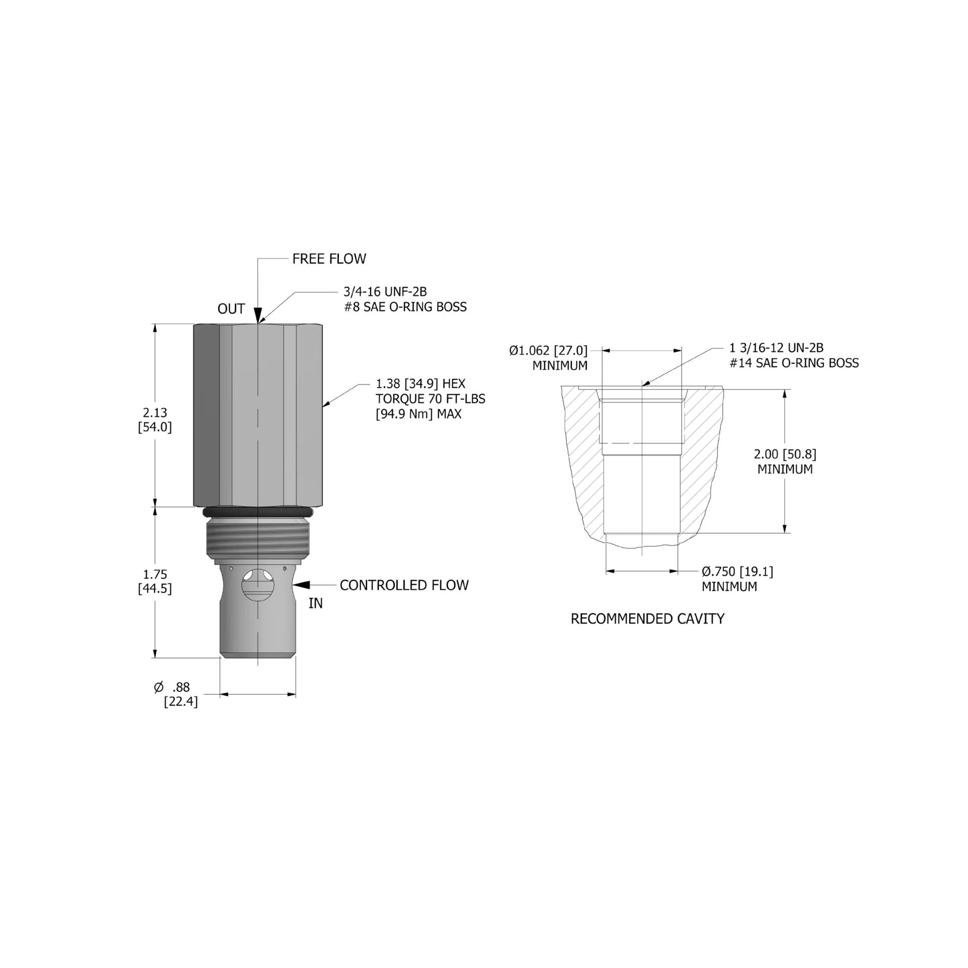 LLPC-N : Deltrol Flow Regulator, Free Reverse Flow, Pressure, Compensated, Fixed, 3000psi, 24GPM