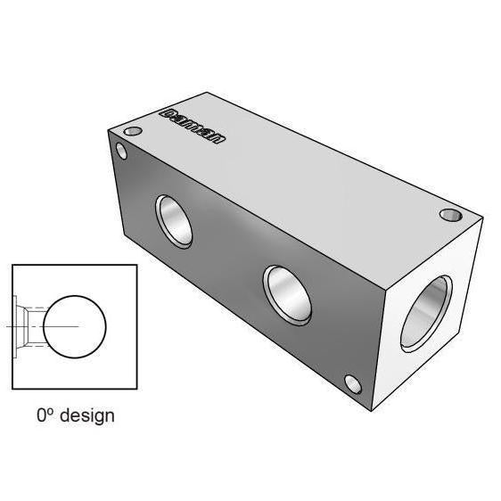 DH0000212S : Daman Header Manifold, Ductile Iron, 5000psi, Zero Degree, Two Station, #12 SAE (3/4) Ports