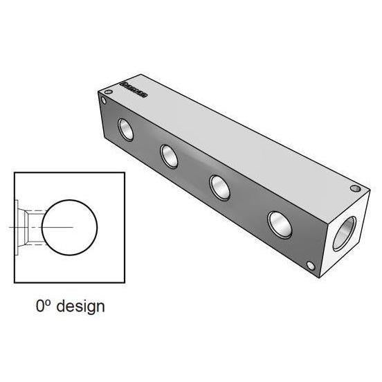 DH0000416S : Daman Header Manifold, Ductile Iron, 5000psi, Zero Degree, Four Station, #16 SAE (1) Ports