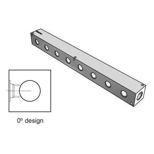 AH0000812P : Daman Header Manifold, Aluminum, 3000psi, Zero Degree, Eight Station, 3/4 NPT Ports