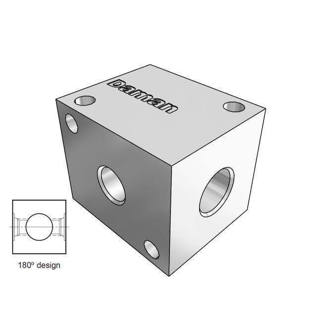 AH1800116S : Daman Header Manifold, Aluminum, 3000psi, 180 Degree, One Station, #16 SAE (1) Ports