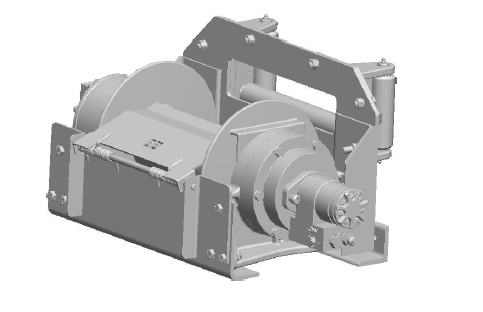 20BEF5L6G : DP Winch, 20,000lb Bare Drum Pull, 27.6" Base with Fairleads & Tensioner, Manual Kickout/Spring Engage, CCW, Less than 20GPM Motor, 5.5" Barrel x 13.19" Length x 12.75" Flange