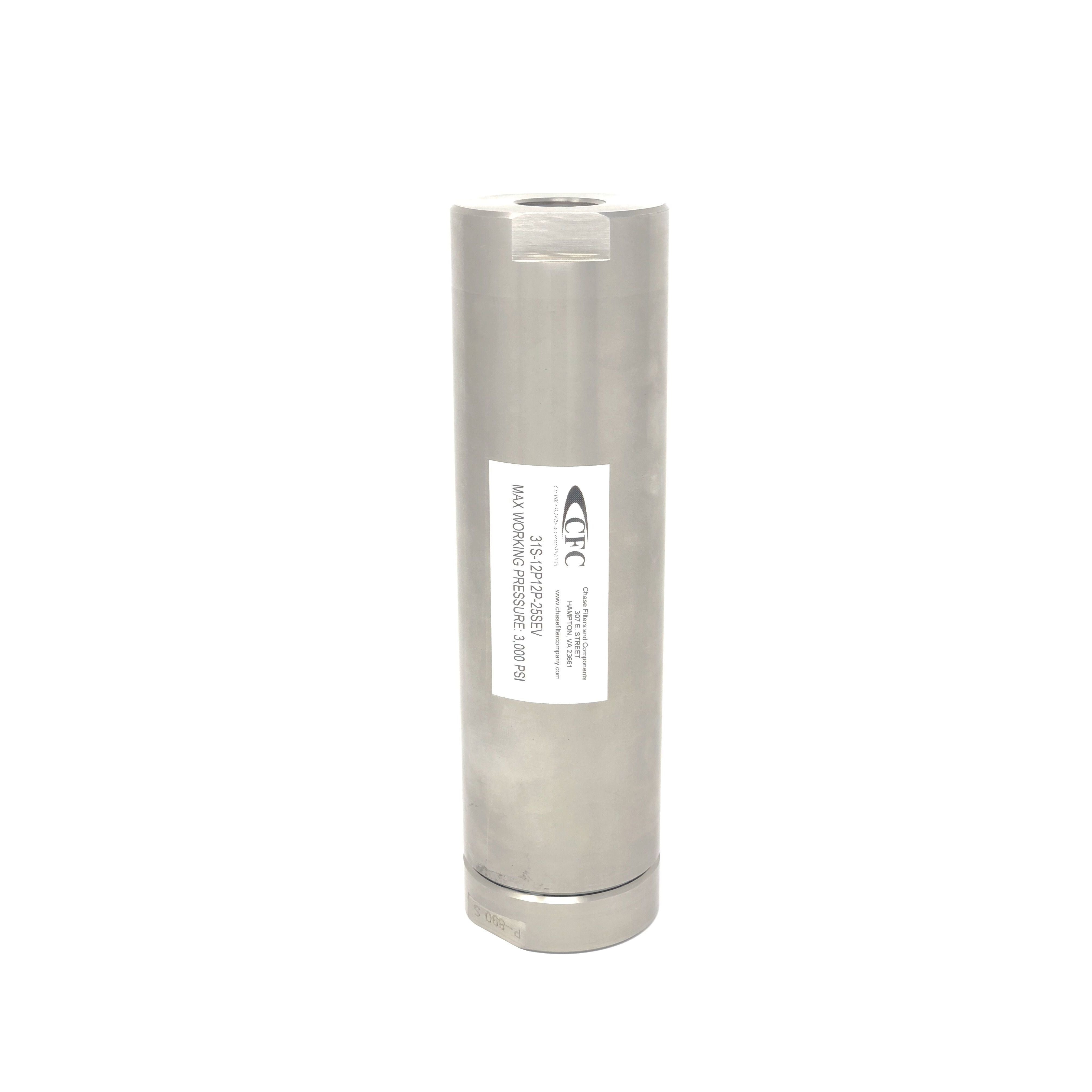 31P-16P16P-12MN : Chase High Pressure Inline Filter, 6000psi, 1" NPT, 12 Micron, No Visual Indicator, No Bypass