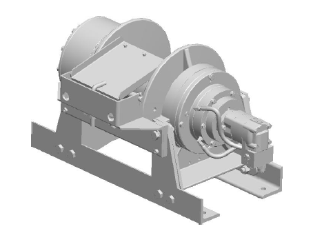 45AAT4L2E : DP Winch, 45,000lb Bare Drum Pull, 35.5" Base with Air Cable Hold Down, Air/Hyd Kickout, CCW, Less than 25GPM Motor, 24VDC, 7.5" Barrel x 11.06" Length x 17.5" Flange