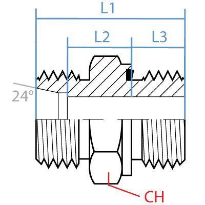 5002L-12-08 : Adaptall Straight Adapter, Male L12 DIN Tube x Male 0.5 (1/2") BSPP, Carbon Steel, Light Duty