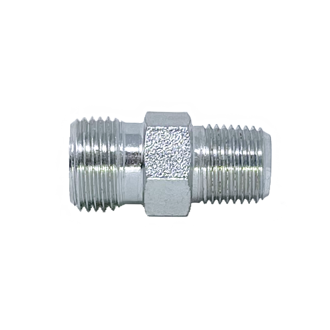 5007L-10-06 : Adaptall Straight Adapter, Male L10 DIN Tube x Male 0.375 (3/8") NPT, Carbon Steel, Light Duty