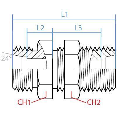 5040L-12 : Adaptall DIN BULKHEAD Union, L12, Carbon Steel