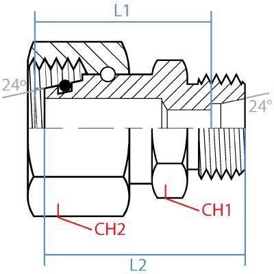 5315L-10-08 : Adaptall Straight Adapter, Female L10 DIN Tube x Male L08 DIN Tube, Carbon Steel, Light Duty