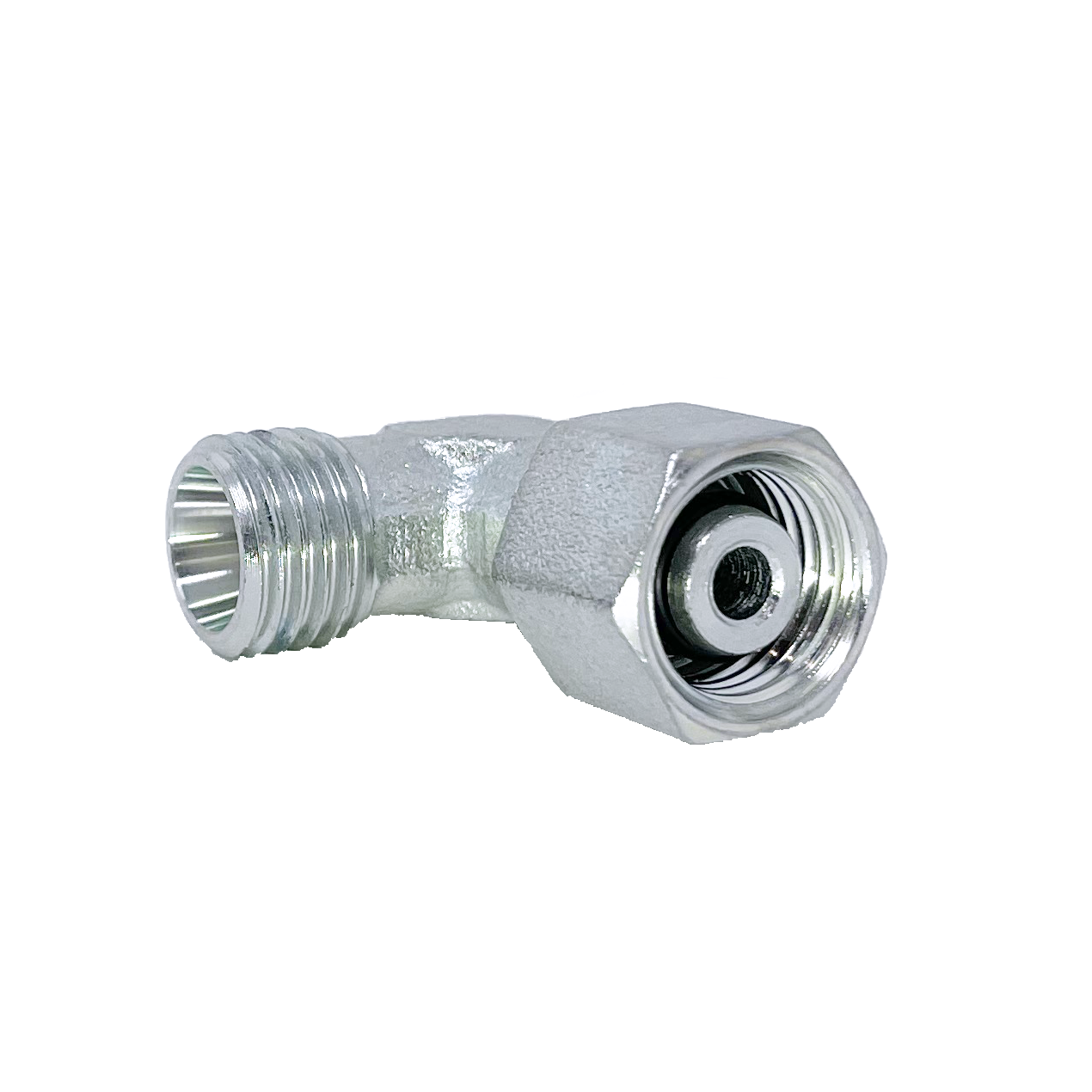 5360L-10 : Adaptall 90-Degree  Adapter, Male L10 DIN Tube x Female L10 DIN Tube, Carbon Steel, Light Duty