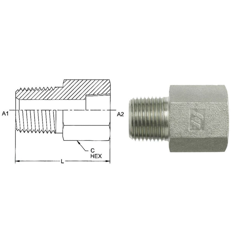 Stainless Beverage Fittings - Straight Adapters - 3/8 NPT x 3/8 Male Flare