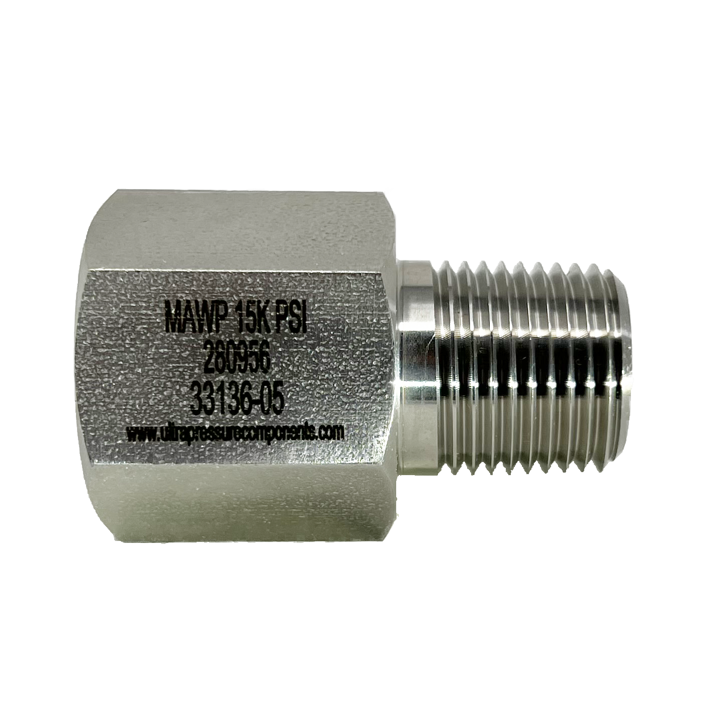 5406-16N8N : UPC 1" Female NPT x 1/2" Male NPT, Stainless Steel, 10,000psi